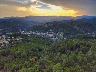 Fototapeta na wymiar Rural landscape near Val les Bains, in Ardeche, France, Europe. High quality photo