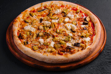 Healthy vegetables vegetarian pizza with grilled zucchini and eggplant slices