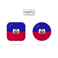 Flag of Haiti 2 Shapes icon 3D cartoon style.