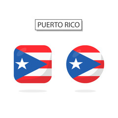 Flag of Puerto Rico 2 Shapes icon 3D cartoon style.