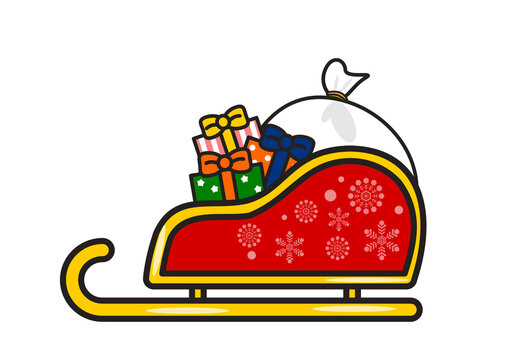 プレゼントを載せたサンタのソリ