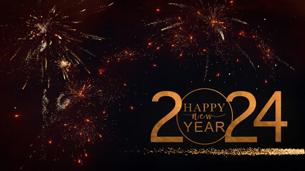HAPPY NEW YEAR 2024 - Festive sylvester New Year's Eve Sylvester Party concept background greeting...
