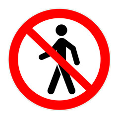 Verbotszeichen mit Fußgänger, 2D-Illustration