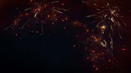 Fototapeta na wymiar Sylvester Festival Party New Year 2024, New Year's Eve fireworks background banner panorama - Firework on dark night sky texture