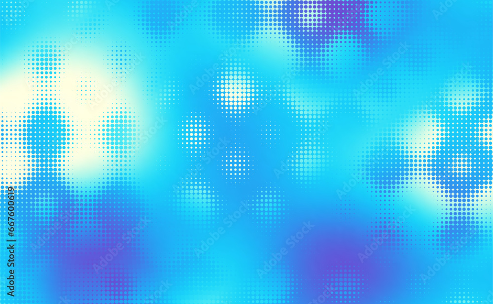 Poster Abstract defocused horizontal background with pop art halftone dots. Vector image.