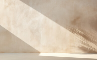Beautiful original background image of an empty space in orange tones with a play of light and shadow on the wall