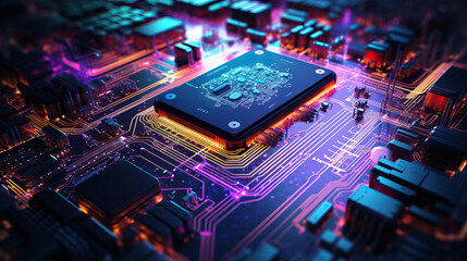 Central Computer Processors CPU concept. Motherboard digital chip. Technology science background....