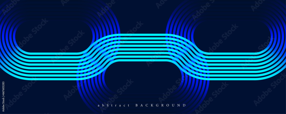 Poster banner design with blue abstract glowing lines on a dark background. geometric circle design with sp