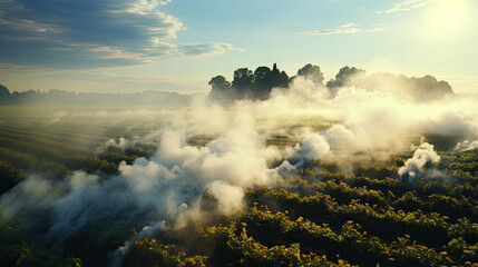 Fototapeta premium misty morning lat the farm 
