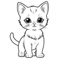 Obraz premium Coloring Page of a Cute Cat Standing Drawing for Kids