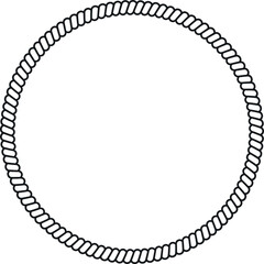 Round rope frame minimalist border with twisted textile knot line art vector illustration