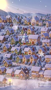 christmas tree and snow