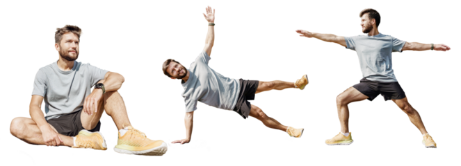 Runner male athlete fitness exercises plank warm-up, active and healthy lifestyle. Motivation for sports.