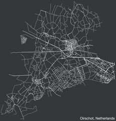 Detailed hand-drawn navigational urban street roads map of the Dutch city of OIRSCHOT, NETHERLANDS with solid road lines and name tag on vintage background