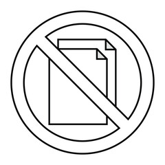 Flat icon illustration of no papers. Icon symbol vector. Business and office concept. Black and white logo. Save paper signs.
