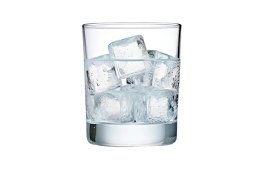 Glass Of Ice Cubes On Transparent Background.