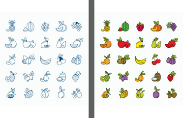 illustration of an apple tree. illustration of a set of icons