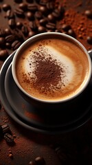 Fototapeta premium Whipped coffee with milk, sugar and cinnamon