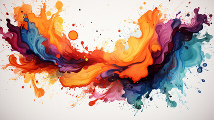 ink spots paint multicolored spectrum on a white background frame blank form - obrazy, fototapety, plakaty