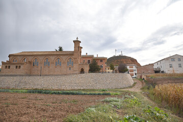 Fototapeta na wymiar Panoramic view of the church of Villa Espesa, Teruel