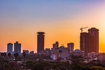 Nairobi City County Skyline Skyscraper Cityscapes Landmarks Tower Tall Buildings Sunrise Sunset...