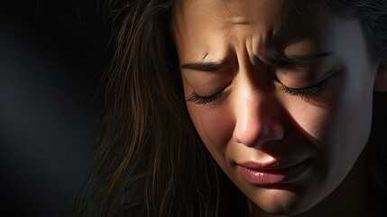Woman crying in pain, grief 