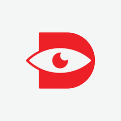 modern letter D eye vision visual media logo design