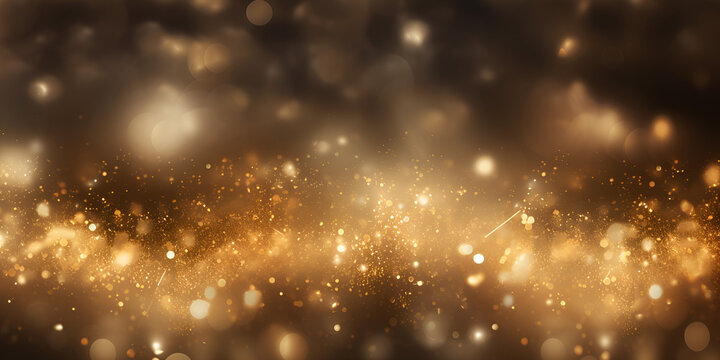 A gold background with a black background and a gold background with a blurry light, Abstract colorful glittering effect defocused design on dark background, GENERATIVE AI
