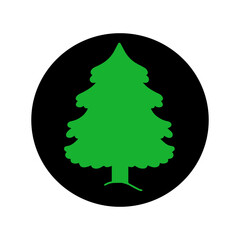 Christmas, tree.Flat icon in black circle green