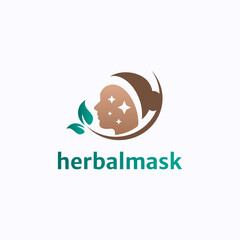 Beauty face herb mask logo design vector. Spa and cosmetic clinic symbol template