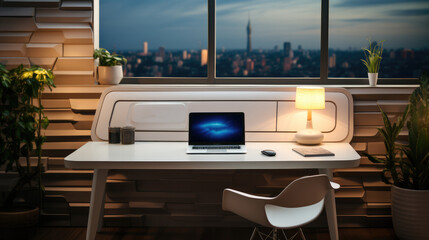 Modern work desk in office.