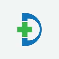 Obraz premium modern letter D cross plus medical healthcare logo design