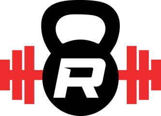 letter r gym logo design