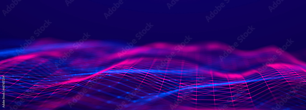 Poster Big Data visualization. Data technology illustration. Science background. 3D