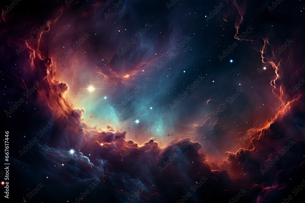 Wall mural incredibly beautiful galaxy in outer space. nebula night starry sky in rainbow colors. multicolor ou