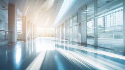 Moderne Halle, Flur, Licht, Sonne, Hintergrund, Fenster, Hell, generative AI	