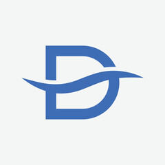 letter D with wave line logo design