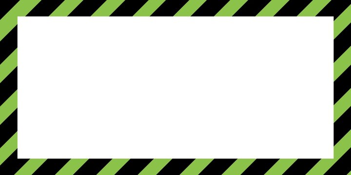 Warning striped rectangular background, light green and black stripe on the diagonal, warning to be careful of potential danger. Border sign template light green and black Border warning construction.