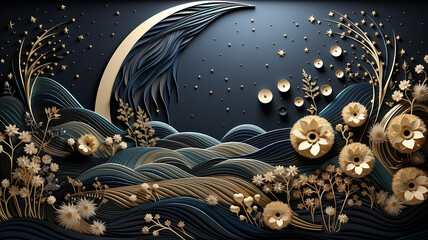 crescent moon fairy tale arab night.