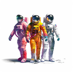 Ultrarealistic Spacemen On White Background