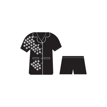black pajamas set with white floral details clip art preview