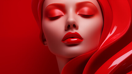 Portrait of a woman with an abstract decor. Make-up and cosmetics fashion background. 