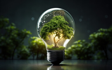 green plants in light bulbs,created with Generative AI tecnology.