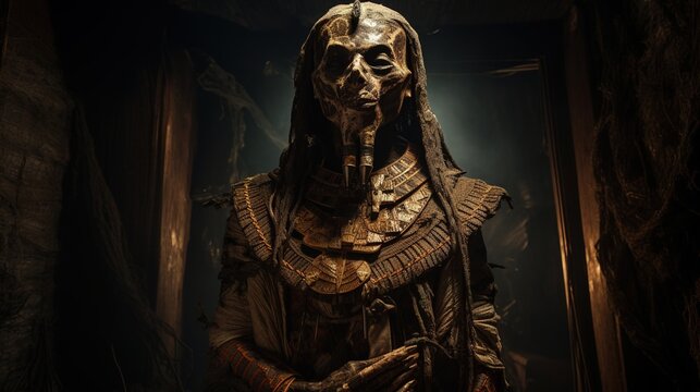 Osiris, god of the afterlife, shown as a mummified figure