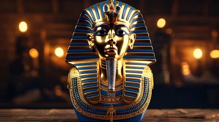 Foto op Canvas Pharaoh Tutankhamun's golden death mask glowing mysteriously © EOL STUDIOS