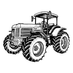 Tractor vintage woodcut engraving style vector illustration