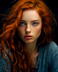 Portrait of a red-haired young woman.
