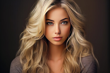 Naklejka premium Beautiful young blonde-haired woman. Portrait.