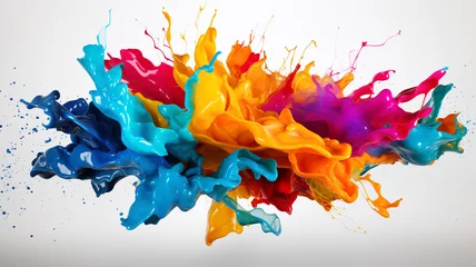Zelfklevend Fotobehang colorful paint splash isolated on white background © sema_srinouljan