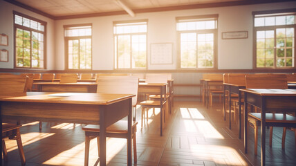 Empty classroom in the morning